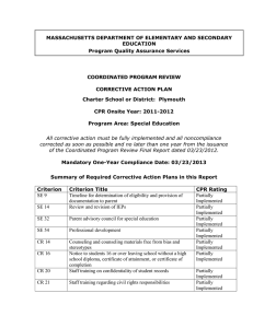 MASSACHUSETTS DEPARTMENT OF ELEMENTARY AND SECONDARY EDUCATION Program Quality Assurance Services