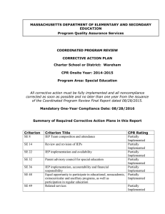 MASSACHUSETTS DEPARTMENT OF ELEMENTARY AND SECONDARY EDUCATION Program Quality Assurance Services