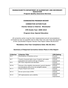 MASSACHUSETTS DEPARTMENT OF ELEMENTARY AND SECONDARY EDUCATION Program Quality Assurance Services