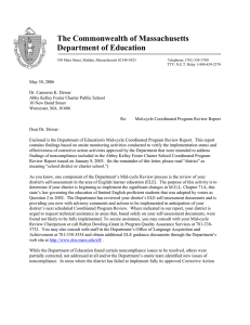 The Commonwealth of Massachusetts Department of Education