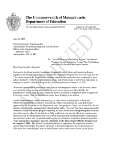 The Commonwealth of Massachusetts Department of Education