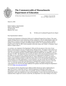 The Commonwealth of Massachusetts Department of Education