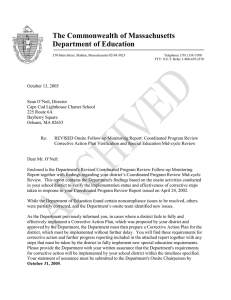 The Commonwealth of Massachusetts Department of Education