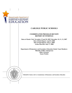 CARLISLE PUBLIC SCHOOLS  COORDINATED PROGRAM REVIEW REPORT OF FINDINGS