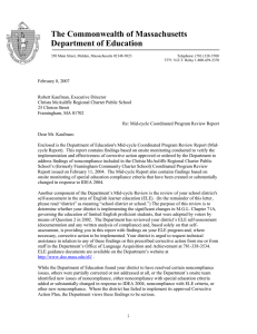 The Commonwealth of Massachusetts Department of Education