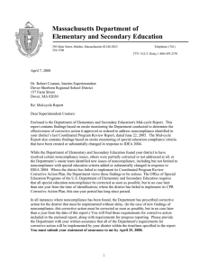 Massachusetts Department of Elementary and Secondary Education