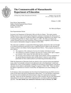 The Commonwealth of Massachusetts Department of Education