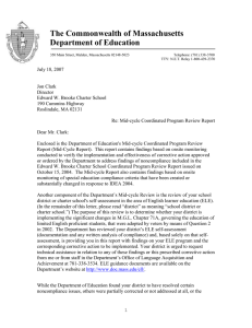 The Commonwealth of Massachusetts Department of Education