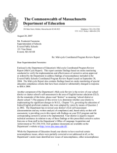 The Commonwealth of Massachusetts Department of Education