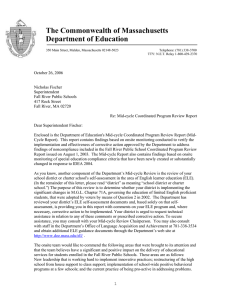 The Commonwealth of Massachusetts Department of Education