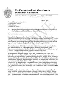 The Commonwealth of Massachusetts Department of Education