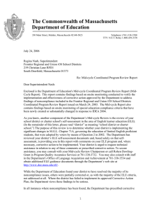 The Commonwealth of Massachusetts Department of Education