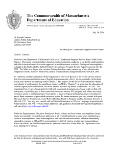 The Commonwealth of Massachusetts Department of Education