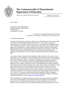 The Commonwealth of Massachusetts Department of Education