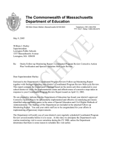 The Commonwealth of Massachusetts Department of Education