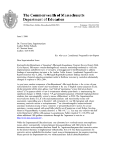 The Commonwealth of Massachusetts Department of Education