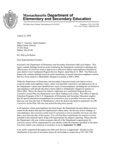 Massachusetts Department of Elementary and Secondary Education