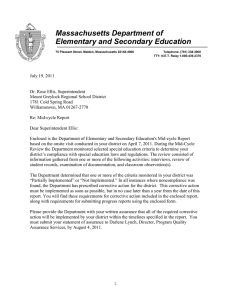 Massachusetts Department of Elementary and Secondary Education