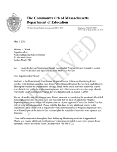 The Commonwealth of Massachusetts Department of Education