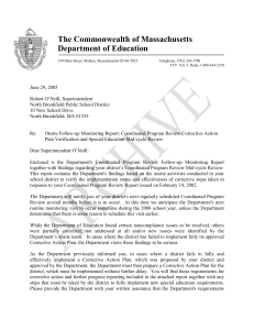 The Commonwealth of Massachusetts Department of Education