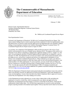 The Commonwealth of Massachusetts Department of Education