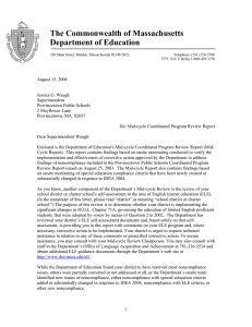 The Commonwealth of Massachusetts Department of Education