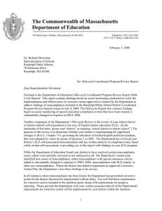 The Commonwealth of Massachusetts Department of Education