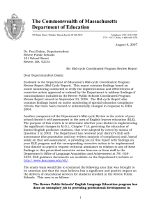 The Commonwealth of Massachusetts Department of Education