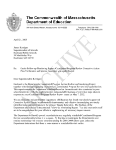 The Commonwealth of Massachusetts Department of Education