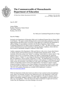 The Commonwealth of Massachusetts Department of Education