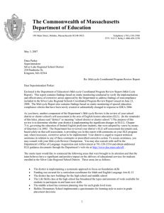 The Commonwealth of Massachusetts Department of Education