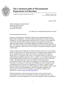 The Commonwealth of Massachusetts Department of Education