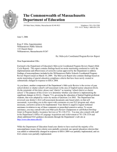 The Commonwealth of Massachusetts Department of Education