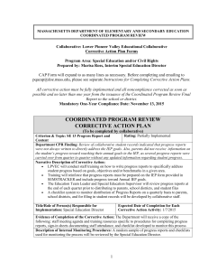 Collaborative: Lower Pioneer Valley Educational Collaborative Corrective Action Plan Forms