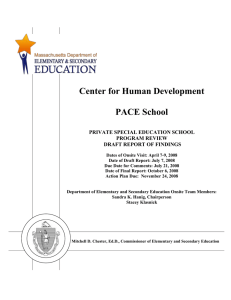 Center for Human Development  PACE School PRIVATE SPECIAL EDUCATION SCHOOL