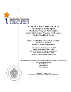 CLARKE SCHOOL FOR THE DEAF Day Program, Northampton Residential Program, Northampton