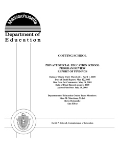 COTTING SCHOOL PRIVATE SPECIAL EDUCATION SCHOOL PROGRAM REVIEW