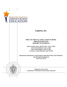 Eagleton, Inc.  PRIVATE SPECIAL EDUCATION SCHOOL PROGRAM REVIEW