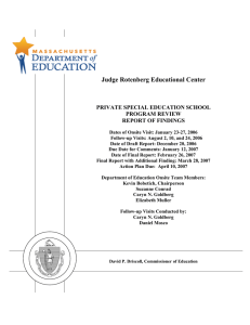 Judge Rotenberg Educational Center PRIVATE SPECIAL EDUCATION SCHOOL PROGRAM REVIEW