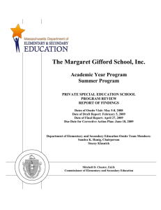 The Margaret Gifford School, Inc.  Academic Year Program Summer Program