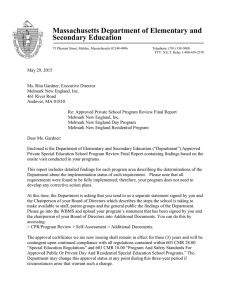 Massachusetts Department of Elementary and Secondary Education