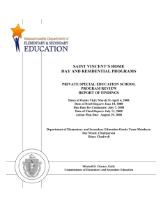 SAINT VINCENT’S HOME DAY AND RESIDENTIAL PROGRAMS PRIVATE SPECIAL EDUCATION SCHOOL