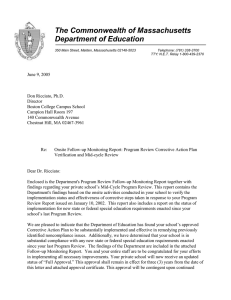 The Commonwealth of Massachusetts Department of Education