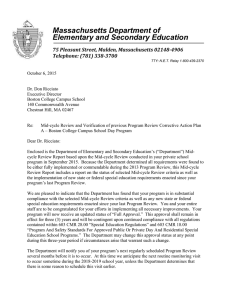 Massachusetts Department of Elementary and Secondary Education Telephone: (781) 338-3700
