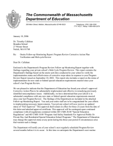 The Commonwealth of Massachusetts Department of Education