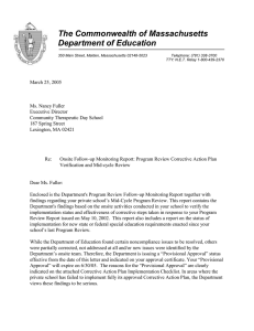 The Commonwealth of Massachusetts Department of Education