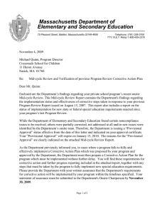 Massachusetts Department of Elementary and Secondary Education