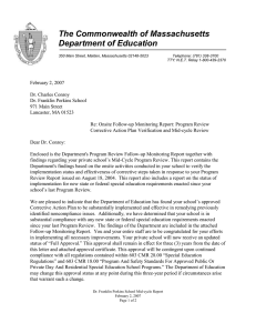 The Commonwealth of Massachusetts Department of Education