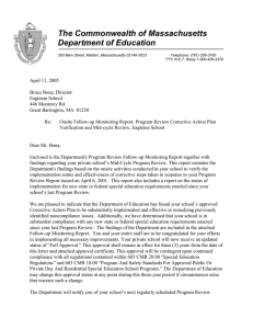 The Commonwealth of Massachusetts Department of Education