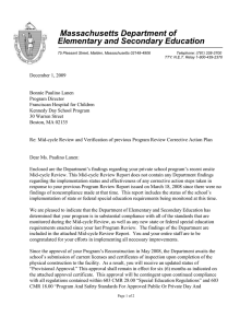 Massachusetts Department of Elementary and Secondary Education